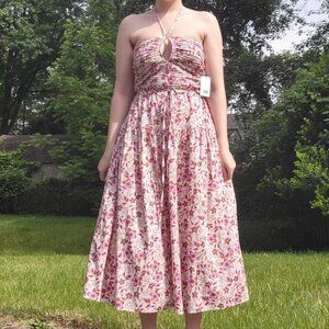 ❝ Jason Wu NWT purple and brown floral halter midi dress . ❞